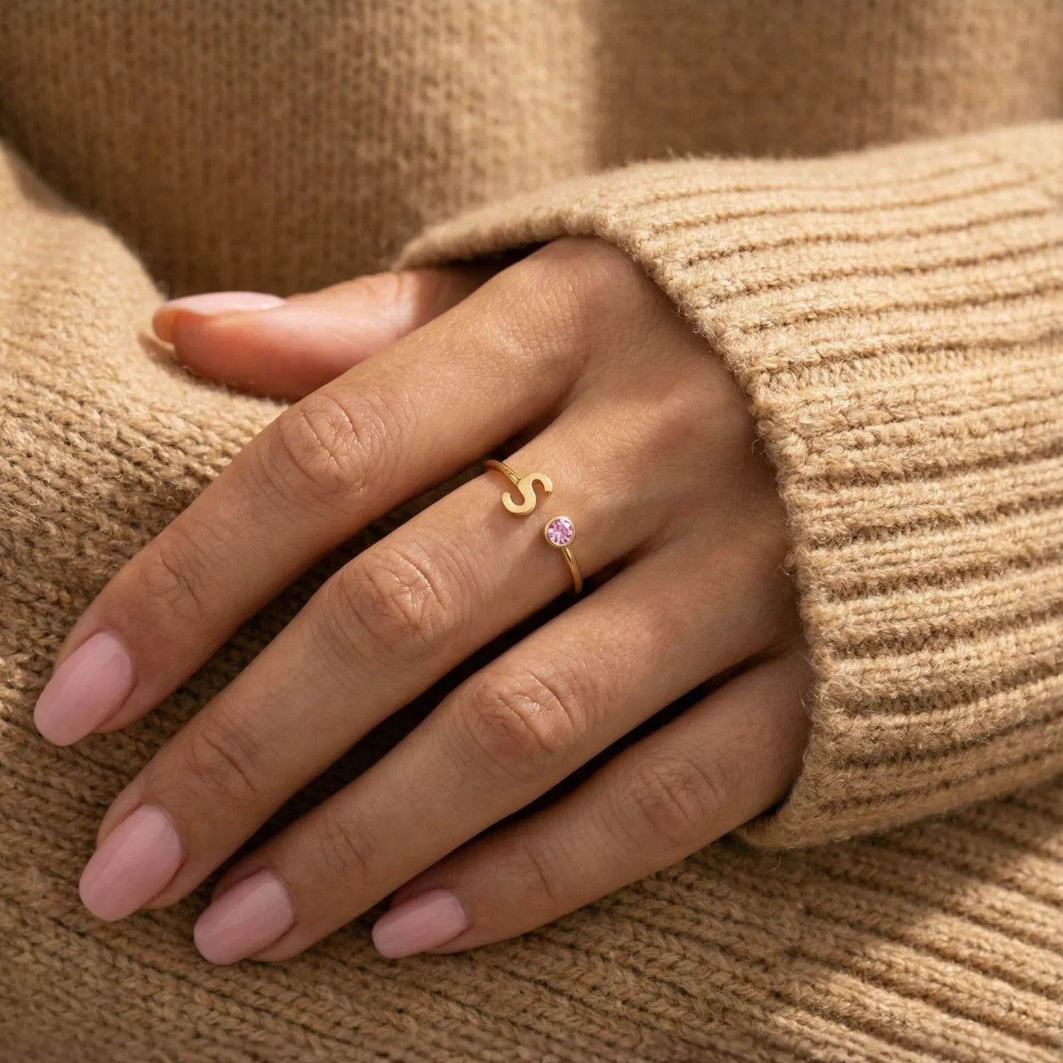 Bague initiale en argent 925