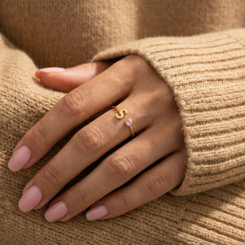 Bague initiale en argent 925