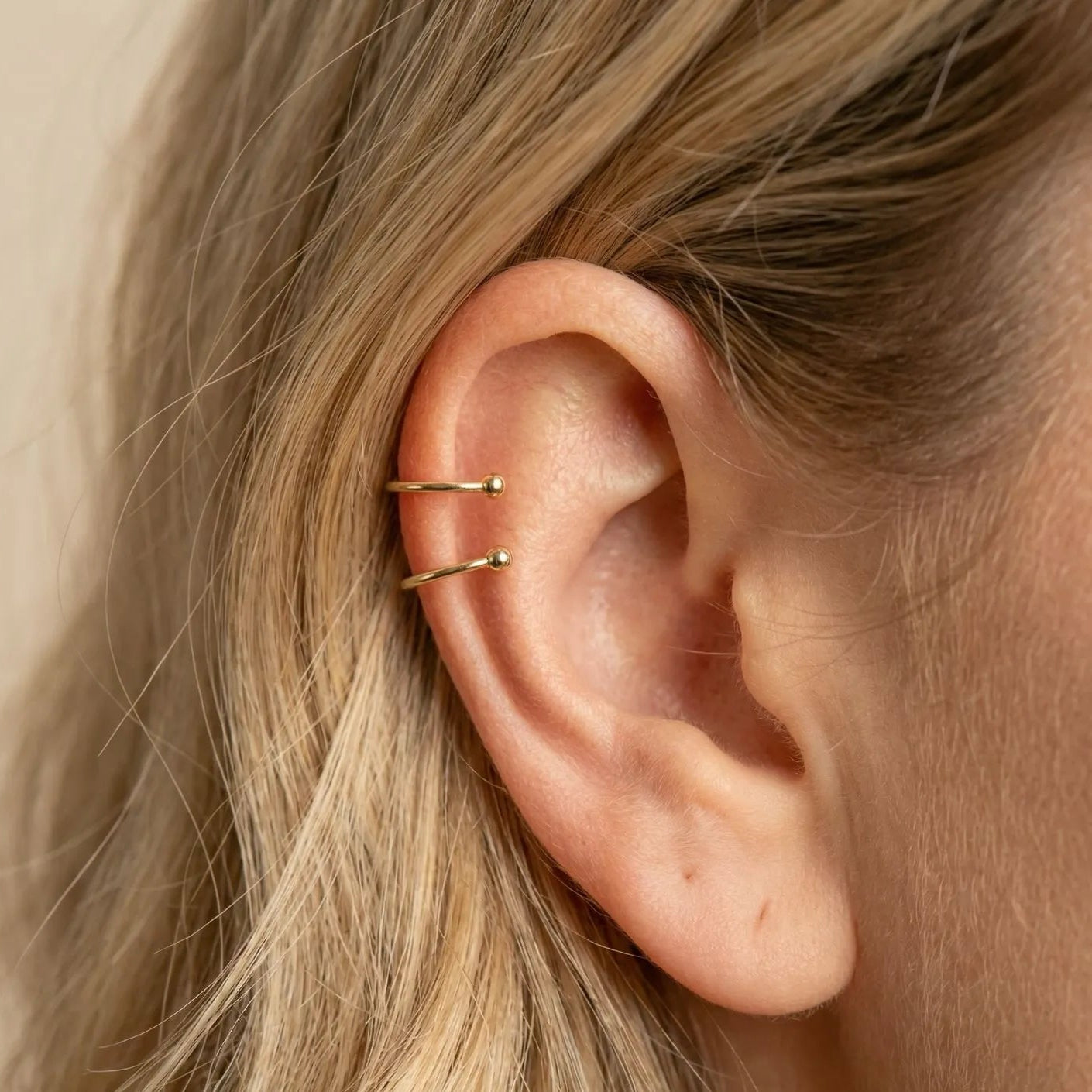 Boucles d’oreilles doubles sans piercing